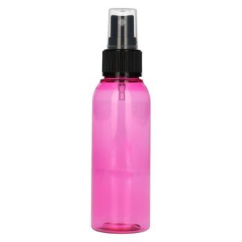 100 ml fles Basic Round PET roze + spraypomp zwart